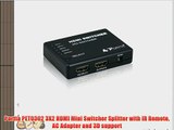 Portta PET0302 3X2 HDMI Mini Switcher Splitter with?IR?Remote AC Adapter and 3D support