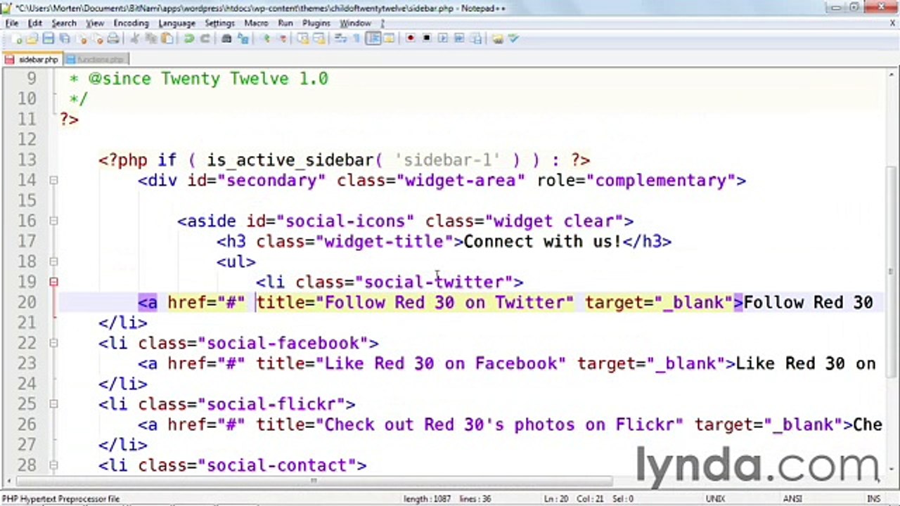WordPress 3 Building Child Themes lecture 28 static