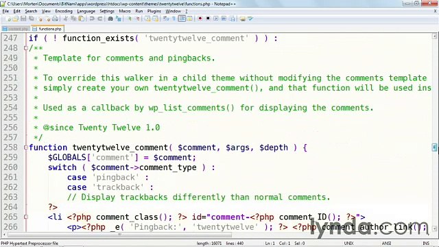 WordPress 3 Building Child Themes lecture 21 adding information