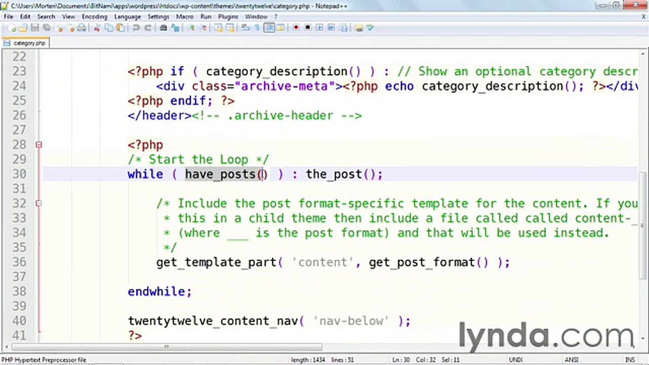 WordPress 3 Building Child Themes lecture 22 changing