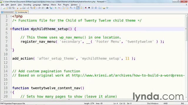 WordPress 3 Building Child Themes lecture 27 widgetized
