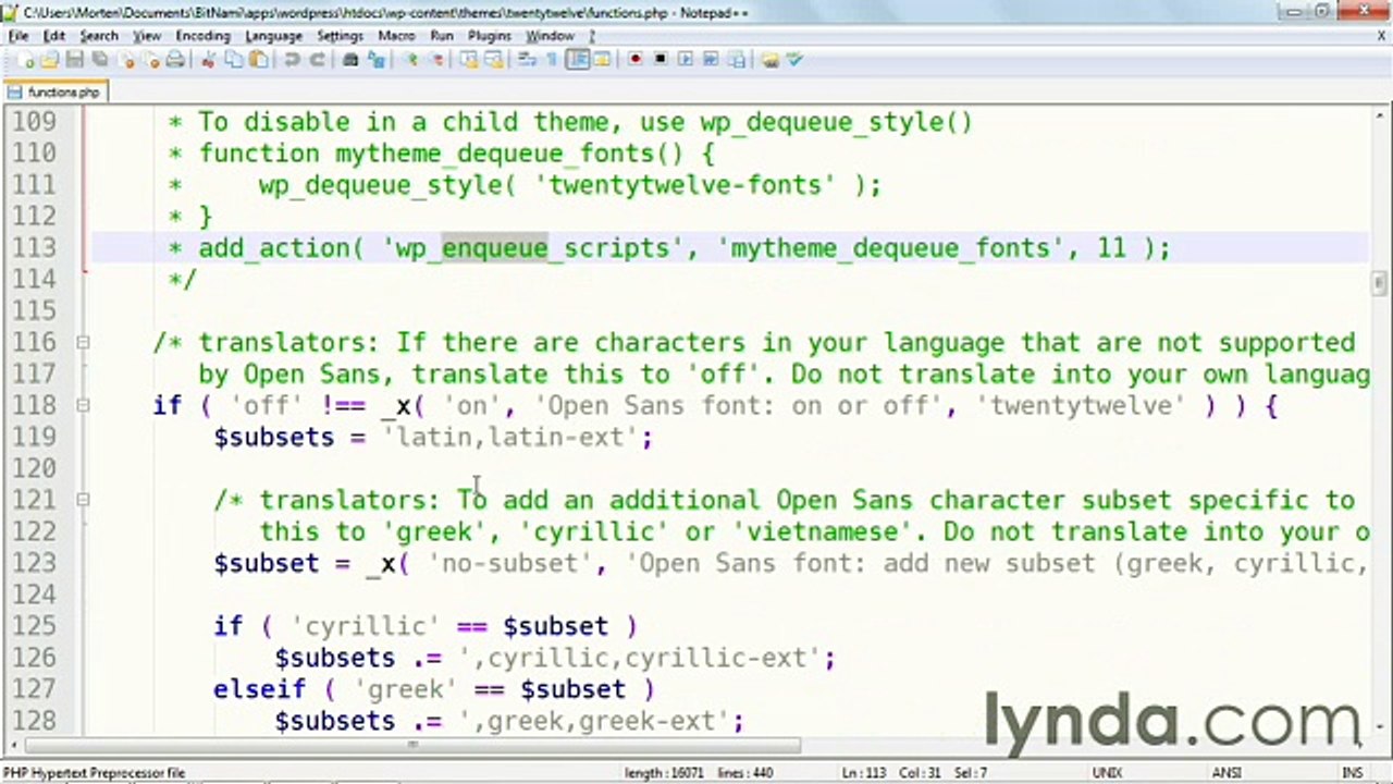 WordPress 3 Building Child Themes lecture 29 disabling