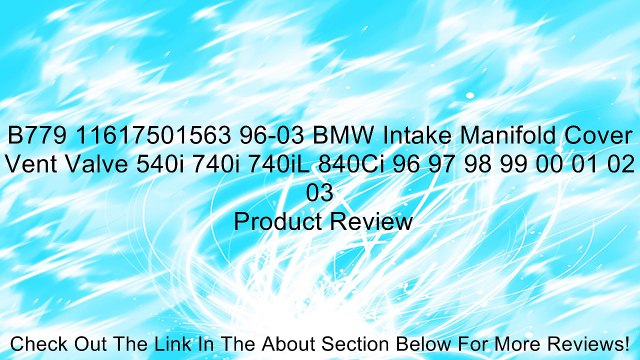 B779 11617501563 96-03 BMW Intake Manifold Cover Vent Valve 540i 740i 740iL 840Ci 96 97 98 99 00 01 02 03 Review