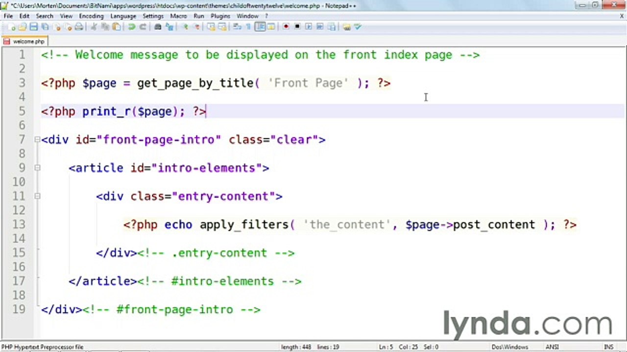 WordPress 3 Building Child Themes lecture 37 hooking
