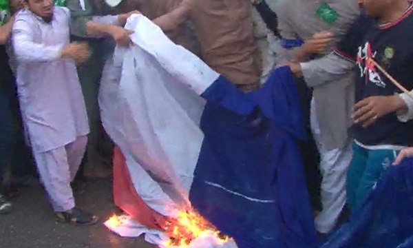 Anti-Charlie Hebdo protesters burn French flag in JI's Million March