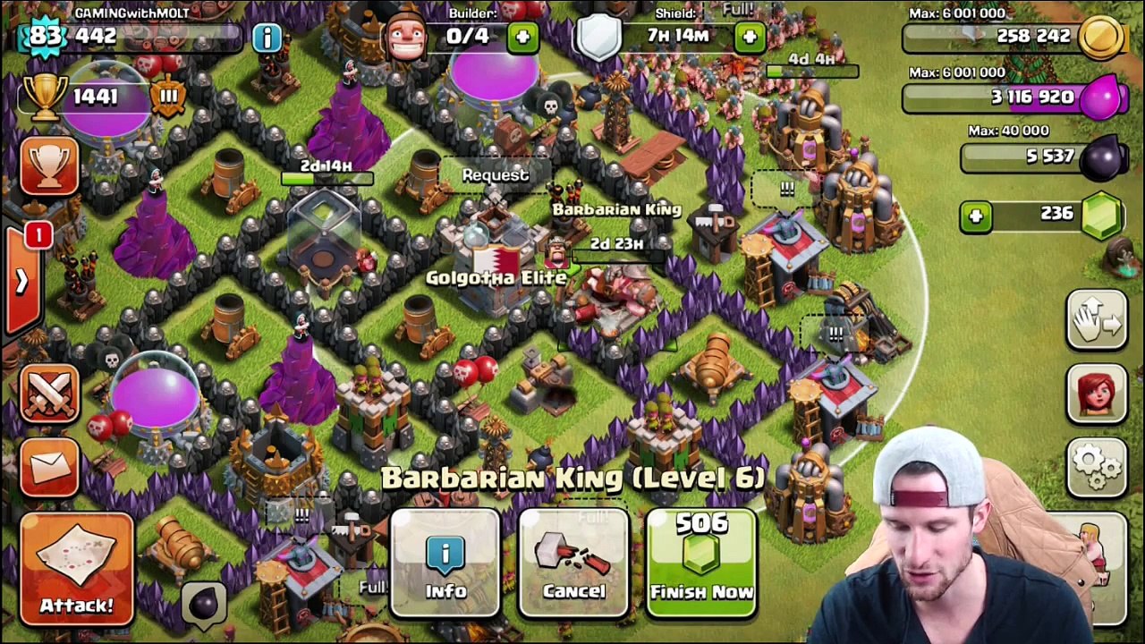 CLASH OF CLANS  ::  UPGRADING BARBARIAN KING  ::  MAXING TH8