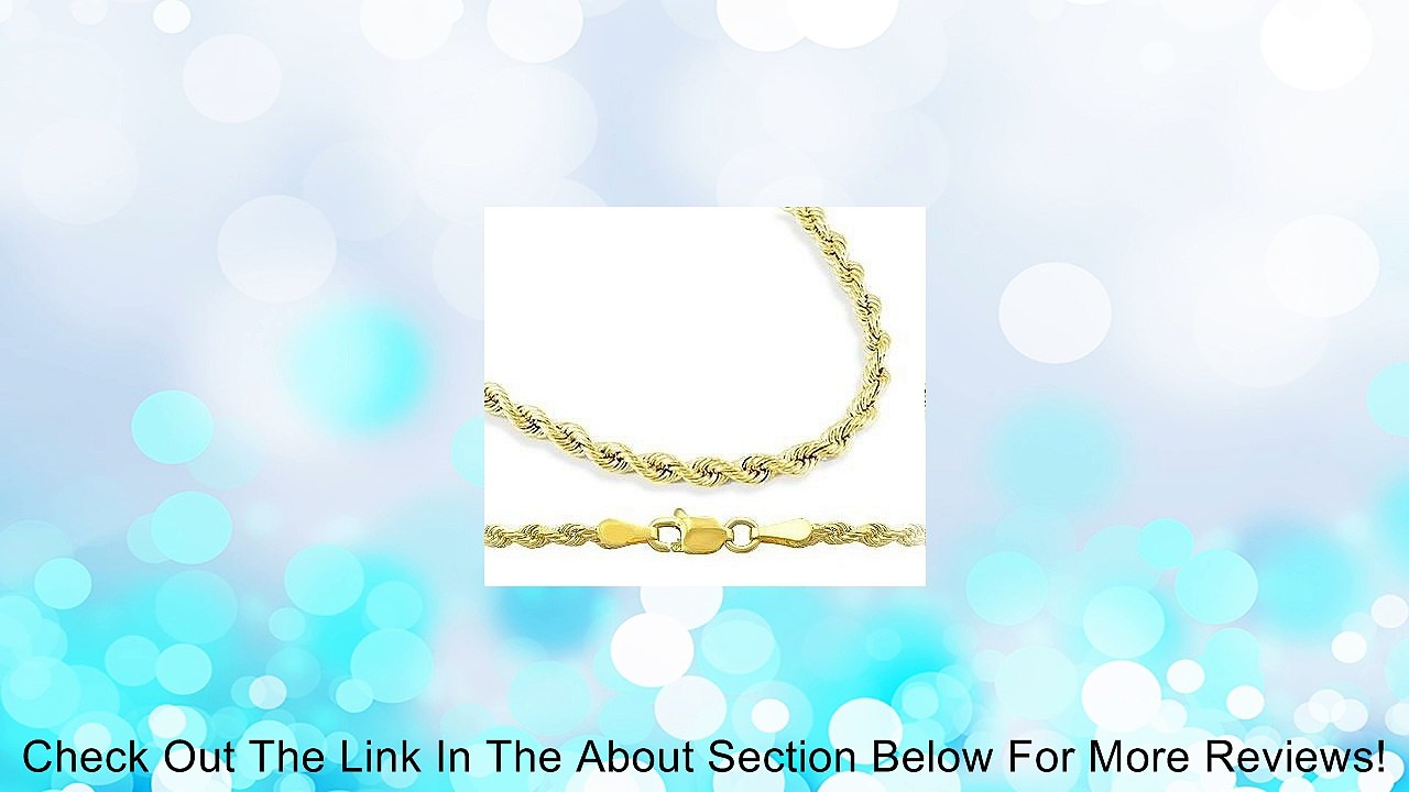 Mens Womens 14k Yellow Gold Necklace Hollow Rope Chain 1.5mm Review