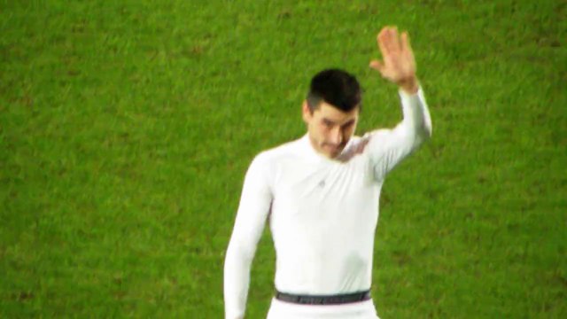 25/01/15 : SRFC-SMC : Julien Féret salue le kop rennais