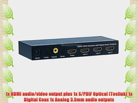 Monoprice 105557 4x1 HDMI Switch with Toslink Digital Coaxial and 3D Support