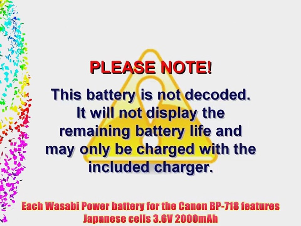 Wasabi Power Battery (2-Pack) and Charger for Canon BP-718 CG-700 and Canon VIXIA HF M50 HF
