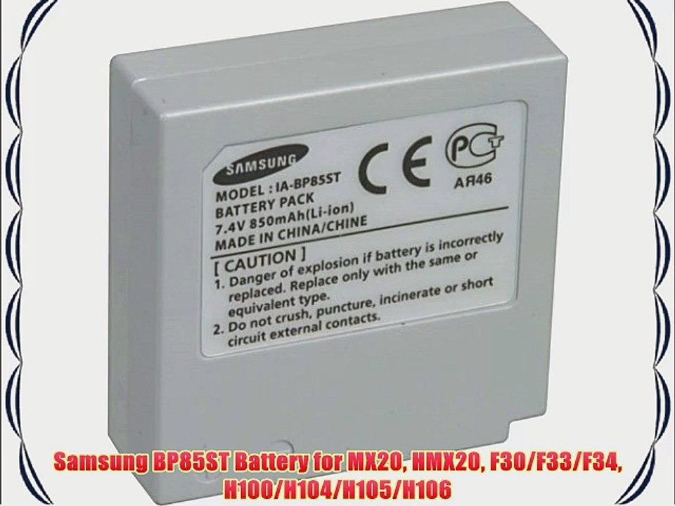 Samsung BP85ST Battery for MX20 HMX20 F30/F33/F34 H100/H104/H105/H106