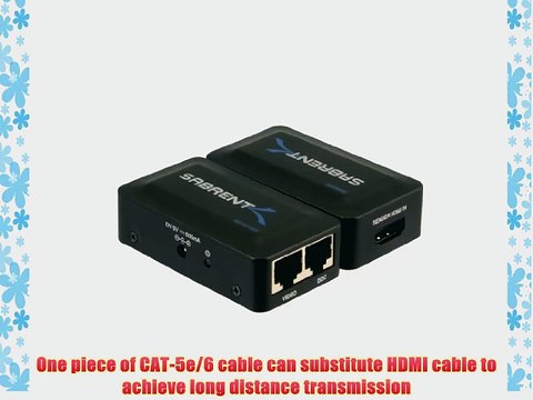 Sabrent HDMI Extension cable over Cat5/6 RJ45 Extender adapter (Up to 200-Feet)With power Adapter