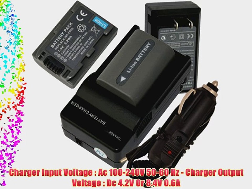 2 Battery Charger for Sony DCR-HC26 DCR-HC36 DCR-HC41 NP-FP50   car plug
