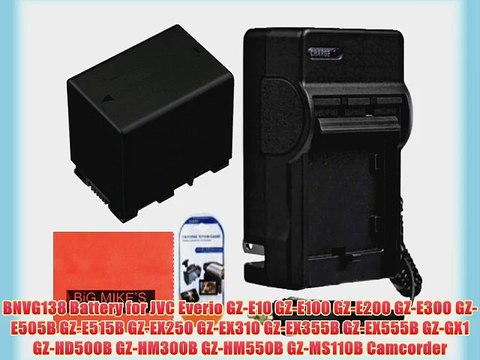 BN-VG138 Battery and Battery Charger for JVC Everio GZ-E10 GZ-E100 GZ-E200 GZ-E300 GZ-E505B