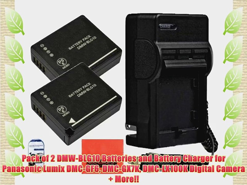 Pack of 2 DMW-BLG10 Batteries and Battery Charger for Panasonic Lumix DMC-GF6 DMC-GX7K DMC-LX100K