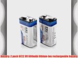 EBL? 600mAh 9 Volt Li-ion Rechargeable 9V Batteries Lithium-ion 2 Pack