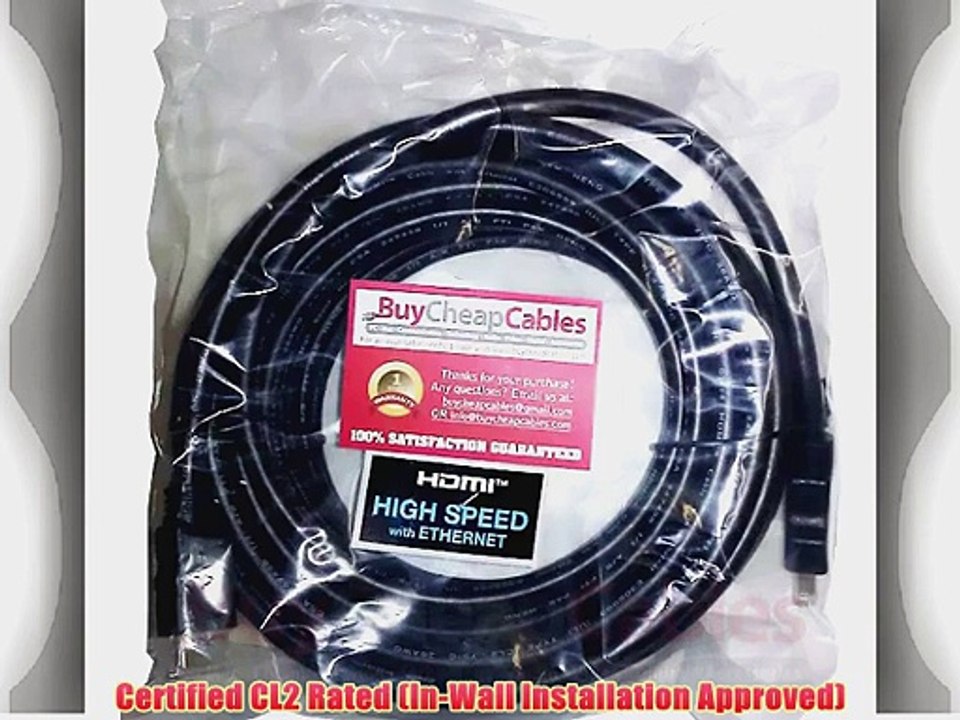 BuyCheapCables 55ft. HDMI to HDMI Cable Gold 24k V1.4 CL2   Ethernet 55 Feet (16.7m)