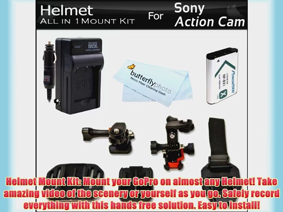 All in 1 Helmet Mount Kit For Sony HDRAS100V/W HDR-AS100V/W HDR-AS100VR HDR-AS10 HDR-AS15 HDR-AS30V