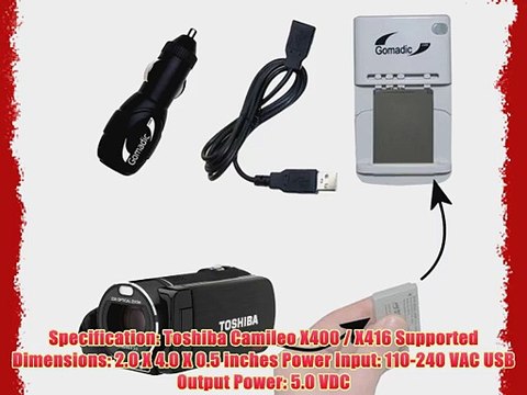 Toshiba Camileo X400 / X416 Battery Charger Kit - Contains multiple charging options including