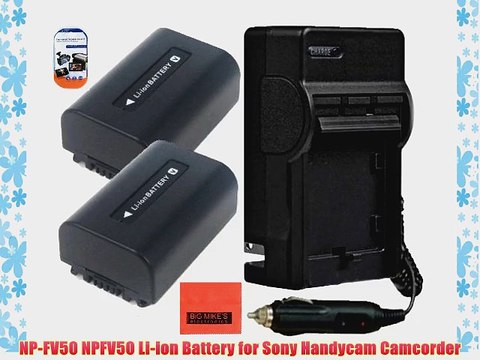 BM Premium Pack of 2 NP-FV50 Batteries And Battery Charger for Sony HDR-CX220 HDR-CX230 HDR-CX290