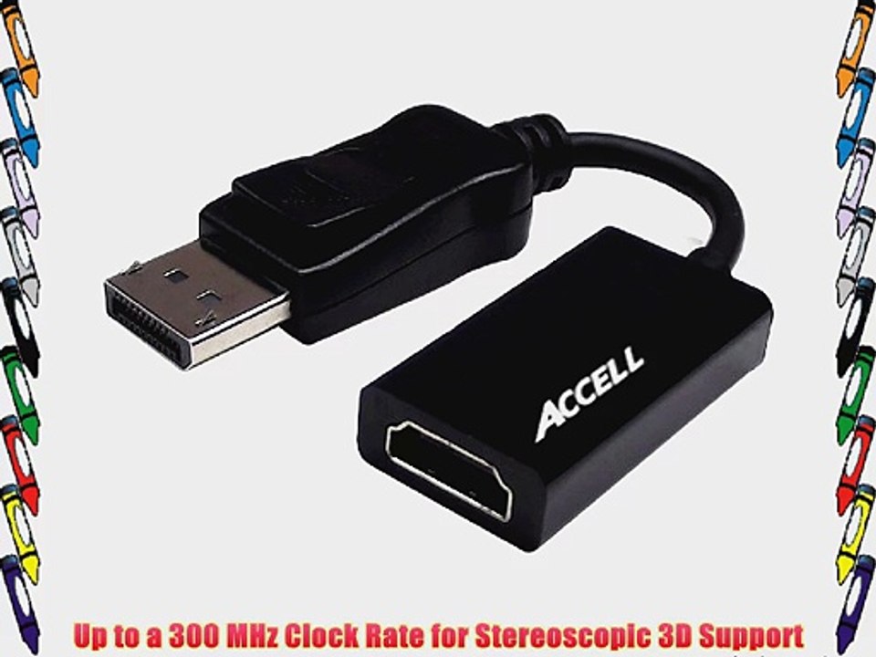 Accell B086B-003B-2 UltraAV DisplayPort 1.1 to HDMI 1.4 Active Adapter - AMD Eyefinity Certified