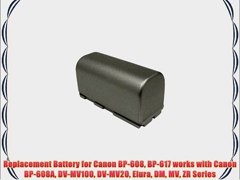 Replacement Battery for Canon BP-608 BP-617 works with Canon BP-608A DV-MV100 DV-MV20 Elura