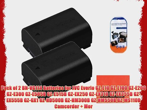 Pack of 2 BN-VG114 Batteries for JVC Everio GZ-E10 GZ-E100 GZ-E200 GZ-E300 GZ-E505B GZ-E515B