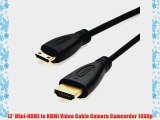 12' Mini-HDMI to HDMI Video Cable Camera Camcorder 1080p