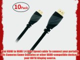 GearIT 10 Pack (6 Feet/1.82 Meters) High-Speed Mini HDMI To HDMI Cable Supports Ethernet 3D