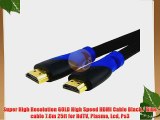 Super High Resolution GOLD High Speed HDMI Cable Black / Blue cable 7.6m 25ft for HdTV Plasma