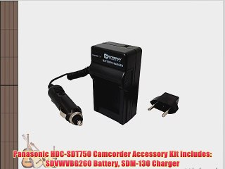 Panasonic HDC-SDT750 Camcorder Accessory Kit includes: SDVWVBG260 Battery SDM-130 Charger