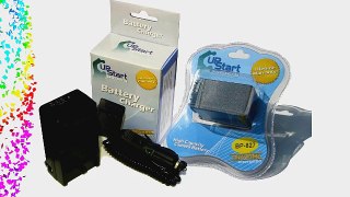 UpStart Battery New - Fully Decoded Canon BP-827 Battery and Charger Kit for Canon Camcorders.
