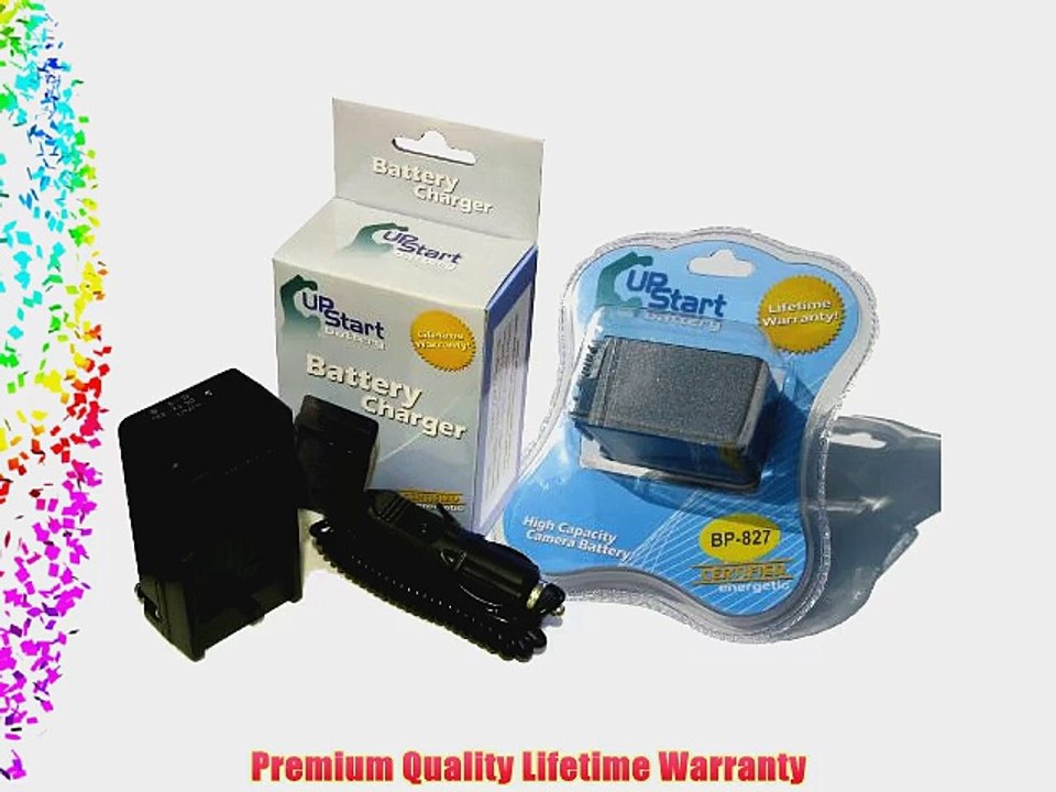 UpStart Battery New - Fully Decoded Canon BP-827 Battery and Charger Kit for Canon Camcorders.