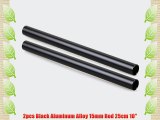 2pcs Black Aluminum Alloy 15mm Rod 25cm 10