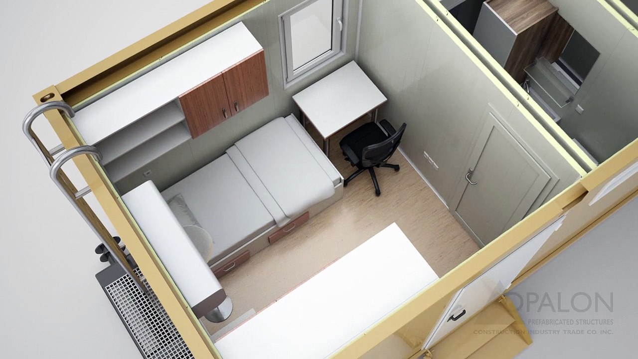 OPALON Plataforma de perforación prefabricado Campamento móvil soldada Container RIGON - Animación