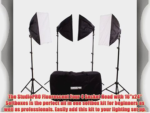StudioPRO Photo Studio Photography 3600 Watt 4 Socket Head AC Power Four Light Kit With 16x24