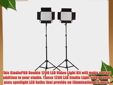 StudioPRO Double CN-1200CHS LED Photography Lighting Panel W/Barndoor and Light Stand Kit Bi-Color