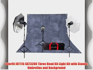 Interfit INT115 SXT3200 Three Head Kit Light Kit with Stands Umbrellas and Background