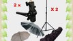 CowboyStudio Double Flash Shoe Swivel Bracket Kit with 2 Mounting Brackets 2 Umbrellas 2 Stand
