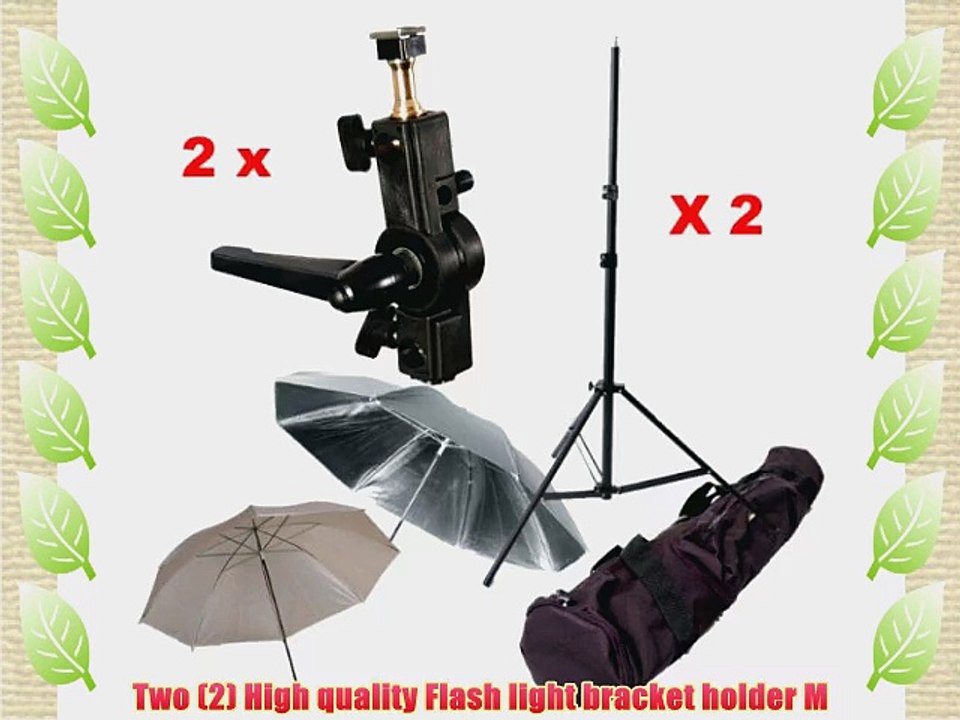 CowboyStudio Double Flash Shoe Swivel Bracket Kit with 2 Mounting Brackets 2 Umbrellas 2 Stand