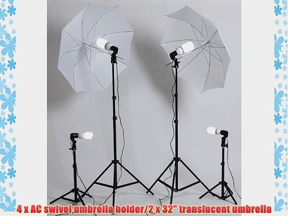 ePhoto Dk4 1000 Watt Continuous Fluorescent Lighting Kit with Carry Bag with 2 each 7 Foot