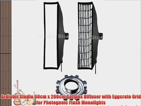 Ardinbir Studio 60cm x 200cm Softbox Diffuser with Eggcrate Grid for Photogenic Flash Monolights