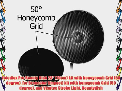 Fotodiox Pro Beauty Dish 28 (70cm) kit with honeycomb Grid (50 degree) for Broncolor (impact)