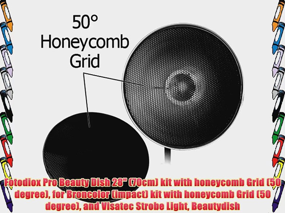 Fotodiox Pro Beauty Dish 28 (70cm) kit with honeycomb Grid (50 degree) for Broncolor (impact)