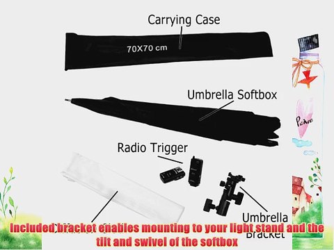 Fotodiox Pro 28x28 Umbrella Softbox Kit with Flash Bracket Radio Trigger fits Nikon Flash