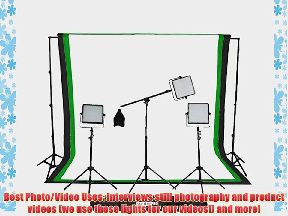 StudioPRO Triple CN-600SD LED Bulb Lighting Panel Fixture with Boom Arm Daylight Photo Studio