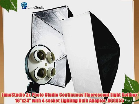 LimoStudio 2x Photo Studio Continuous Fluorescent Light Softbox 16x24 with 4 socket Lighitng