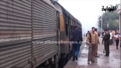 اللقطات الأولى لقطار "شبين الكوم" المحترق