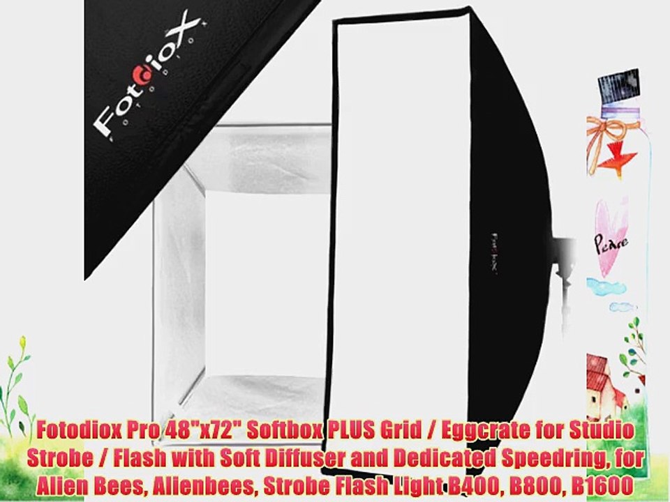 Fotodiox Pro 48x72 Softbox PLUS Grid / Eggcrate for Studio Strobe / Flash with Soft Diffuser