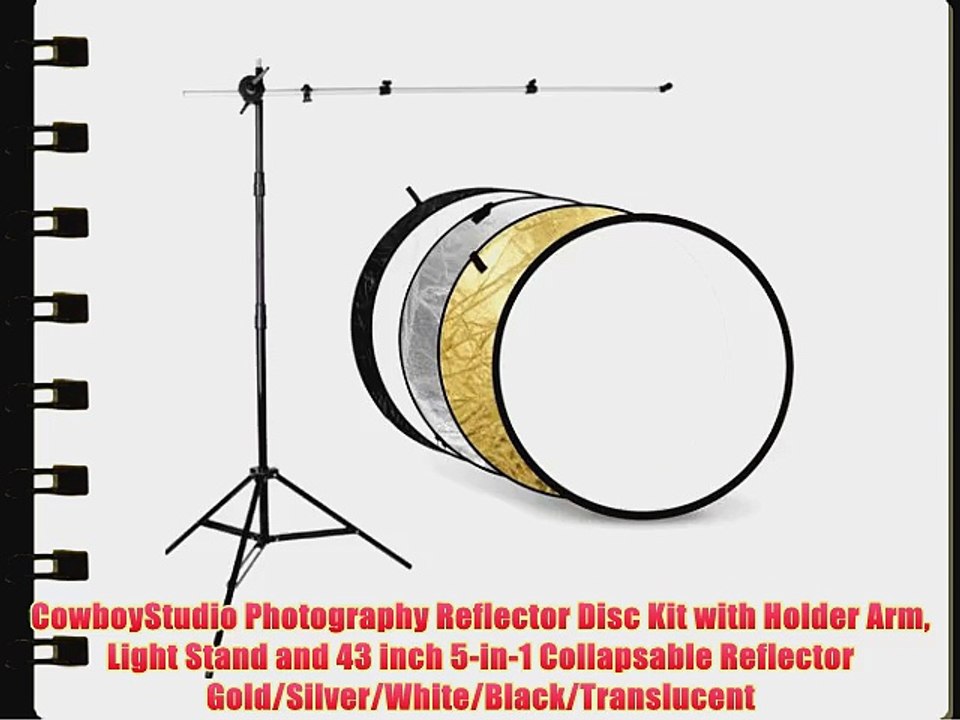 CowboyStudio Photography Reflector Disc Kit with Holder Arm Light Stand and 43 inch 5-in-1